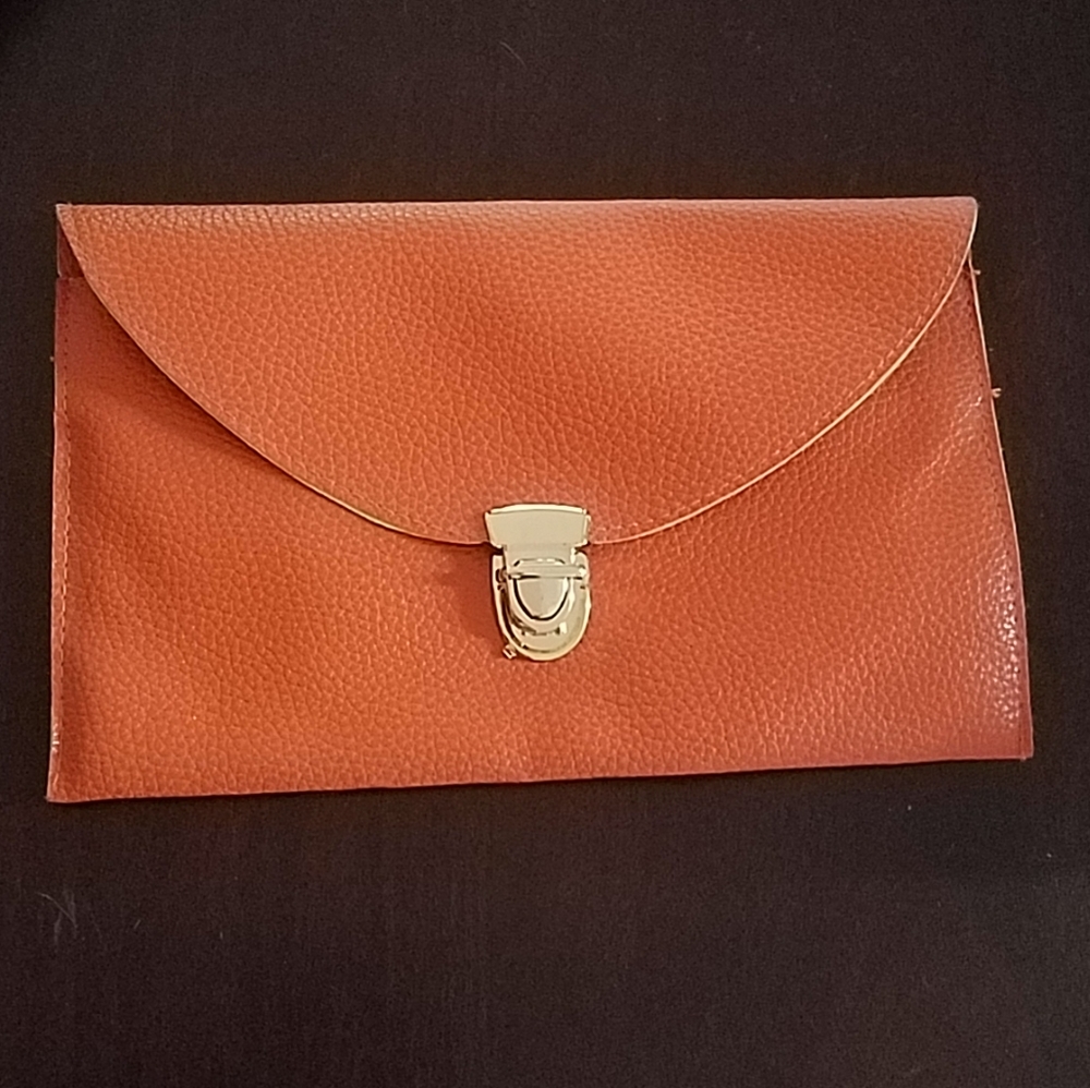 Orange  And a Tan Envelope Clutch